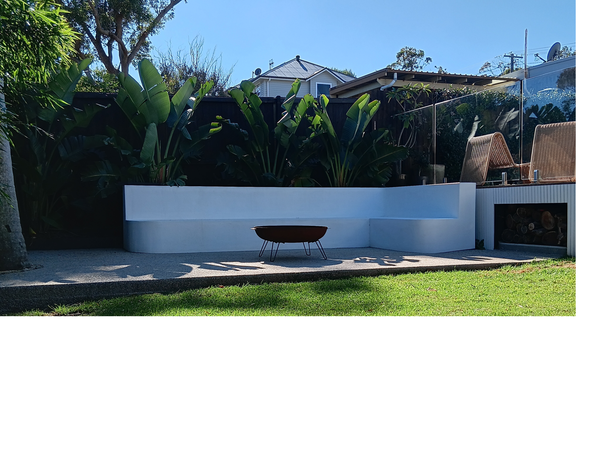 Firepit area and Pool Garden